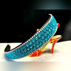 Aqua blue Rhinestone Beaded and crystal headband -very pretty standard size